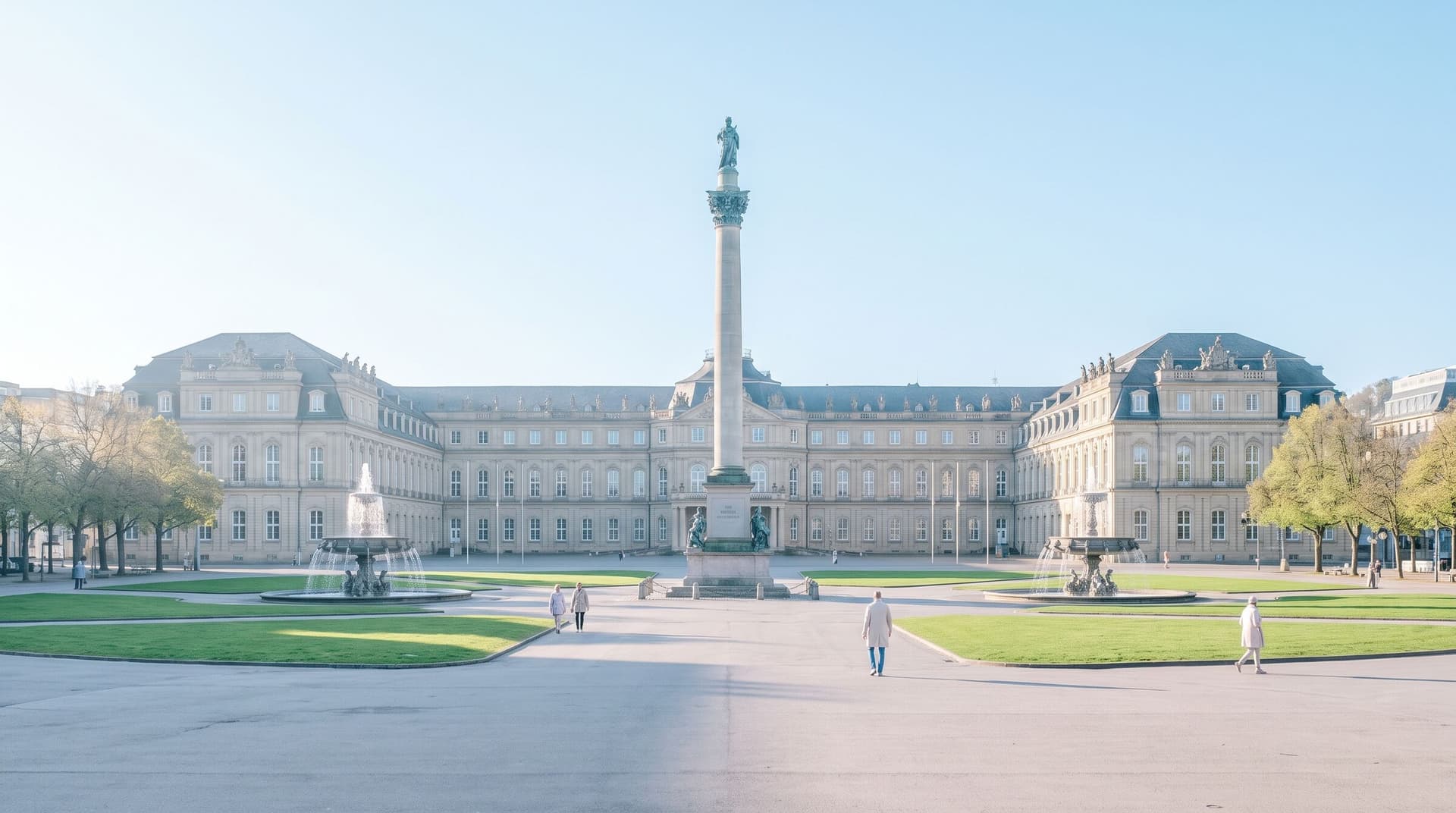 Schlossplatz mit Neuem Schloss und Jubiläumssäule in Stuttgart
